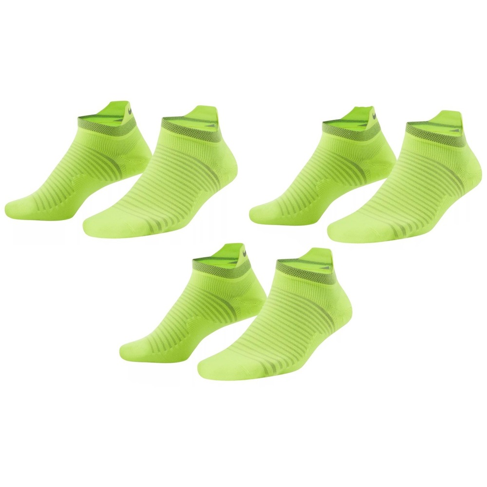 Nike Spark Lightweight No Show Running Socks Volt Men 8-9.5 Women 9.5-11 3 Pair